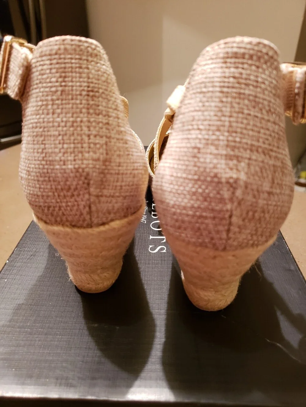 Natural Strappy Wedge Shoes